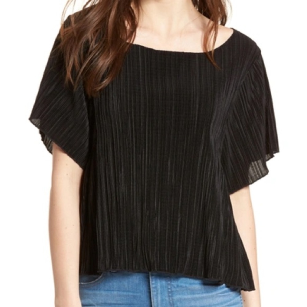 Madewell Micropleat Top Black, Size XS, Lightly Worn